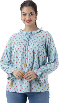 DMP EXPORT Party Printed Women Light Blue Top