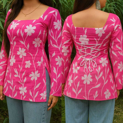 ANRP Casual Printed Women Pink Top