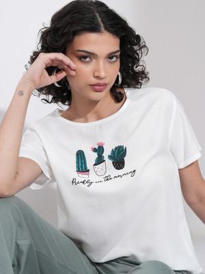 Tokyo Talkies Casual Printed Women White Top