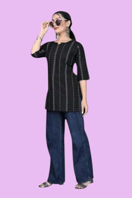 Rangrasiya Tev Women Solid Anarkali Kurta(Black)