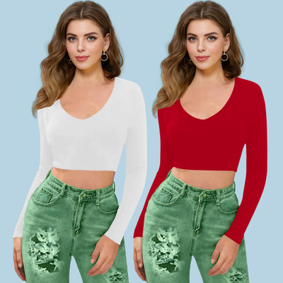 Kashonaa Casual Solid Women Red Top