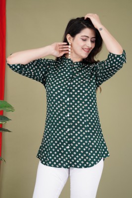 Shree Ganesh Fashion Casual Printed Women Dark Green Top