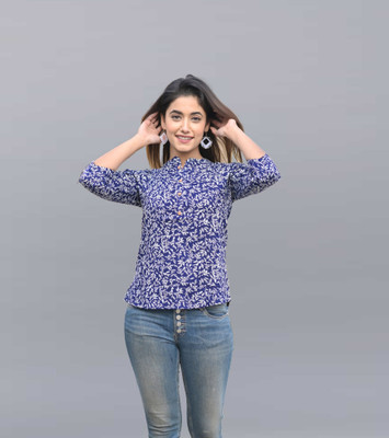 METRONAUT Casual Printed Women Blue Top