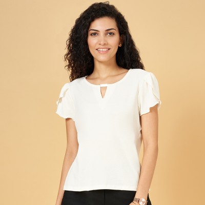 Annabelle by Pantaloons Casual Solid Women White Top