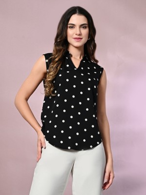 Azzurra Party Printed Women Black Top