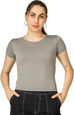 BlueFicus Casual Solid Women Grey Top