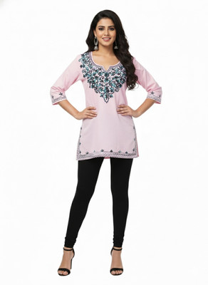 uncommon market Casual Embroidered, Ethnic Motifs, Floral Print Women Pink Top