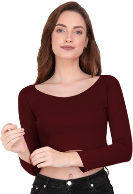 THE BLAZZE Casual Solid Women Maroon Top