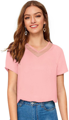 Triostitchers Casual Solid Women Grey Top