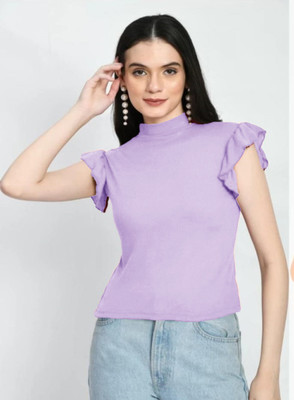SHREERAMGARMENT Casual Solid Women Purple Top