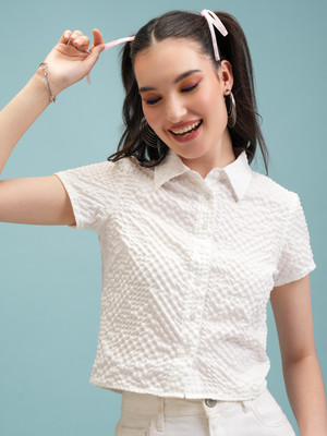 Tokyo Talkies Casual Solid Women White Top