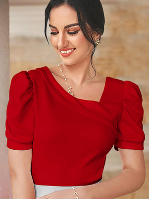 Maheshvi Casual Solid Women Red Top