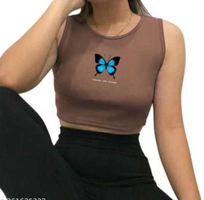 karan gupta Casual Printed Women Brown Top