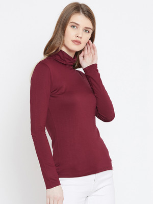 LE BOURGEOIS Casual Solid Women Maroon Top
