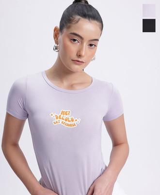 SZN Party Printed Women Purple Top