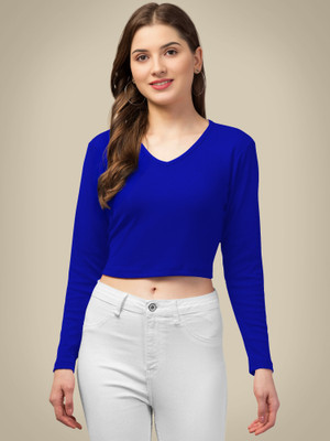 Dream Beauty Fashion Casual Solid Women Blue Top