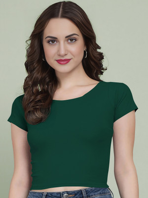 Kashonaa Casual Solid Women Dark Green Top