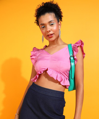 PRETTY LOVING THING Casual Solid Women Pink Top