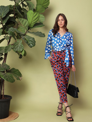 VERO MODA Casual Printed Women Blue Top