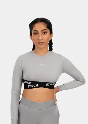 STRCH Casual Solid Women Grey Top