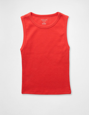 American Eagle Casual Solid Women Red Top