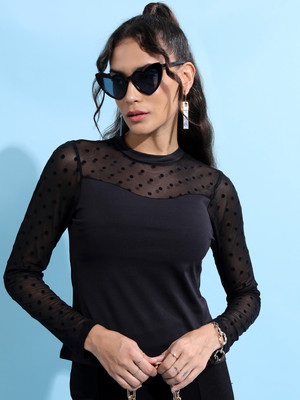 Tokyo Talkies Casual Solid Women Black Top