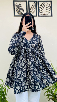 AnushreeEthnics Formal Floral Print Women Black, Grey Top