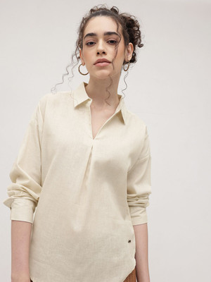 Roadster Casual Solid Women Blue Top
