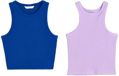 holdvalley Casual Solid Women Blue, Purple Top