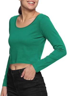 THE BLAZZE Casual Self Design Women Green Top