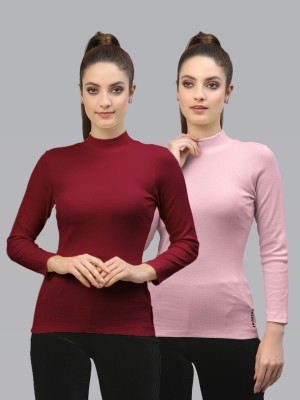 FRISKERS Casual Self Design Women Red, Pink Top