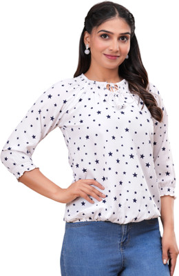 Pittra4ever Casual Printed Women White Top