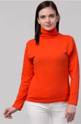 RIHAN CREATION Casual Solid Women Orange Top