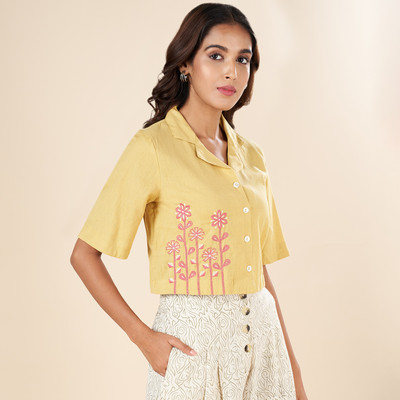 Akkriti by Pantaloons Casual Printed Women Yellow Top