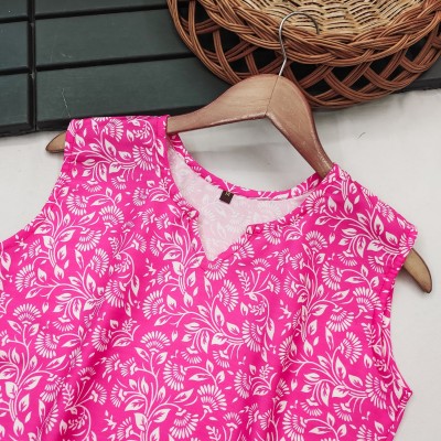 bhavyafashion Formal Floral Print Women Pink Top