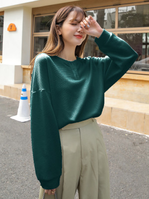 Rahi Trendz Casual Solid Women Dark Green Top