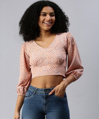 SHOWOFFFF Casual Printed Women Pink Top