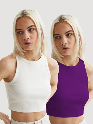 METRONAUT Casual Self Design Women White, Purple Top