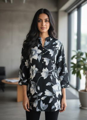 ZAYRAHETHNIK Casual Printed Women Black Top