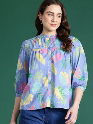 Siomtra Casual Floral Print Women Multicolor Top