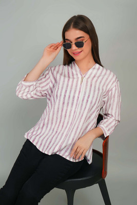 Gul West Casual Striped Women Pink Top