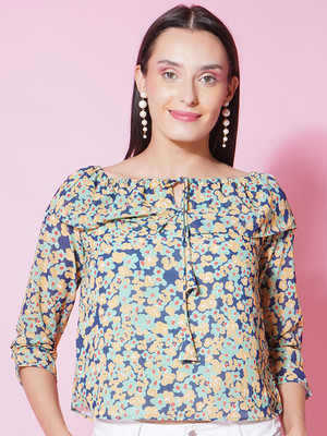 KATLINE Casual Printed Women Multicolor Top