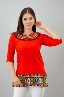 anjali fashion Casual Embroidered Women Red Top