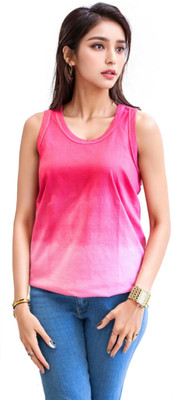 HueCoast Casual Tie & Dye Women Pink Top