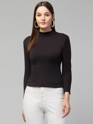 SONIC FASHION Casual Self Design Women Black Top