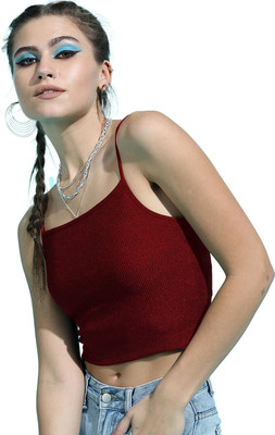 Istyle Can Casual Solid Women Maroon Top