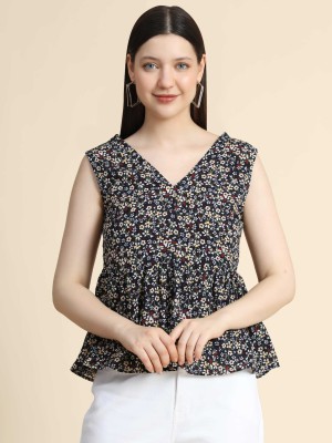 KERI PERRY Casual Printed Women Blue Top