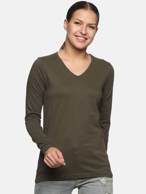 ShopGlobal Casual Solid Women Dark Green Top