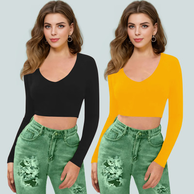 Maheshvi Casual Solid Women Yellow Top