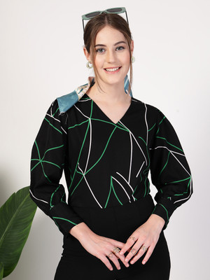 Style Quotient Formal Printed Women Black Top